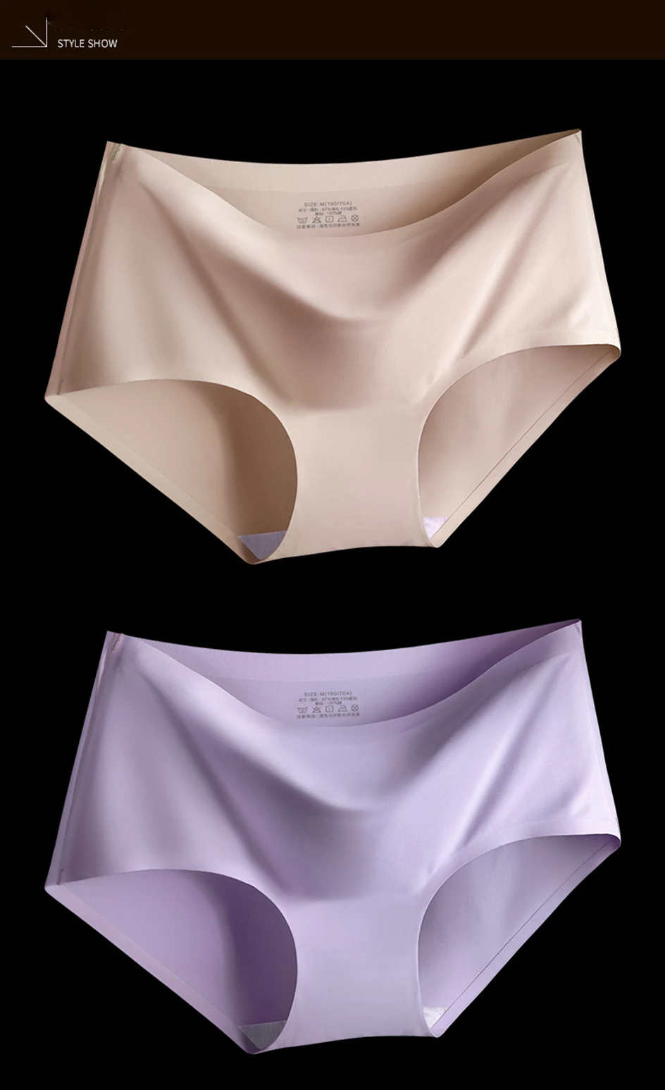 AOTOLK 3Pcs/Set Large Size XXL Seamless Women Panties Mid-waist Briefs Female Breathable Underwear Ice silk Crotch Lingerie