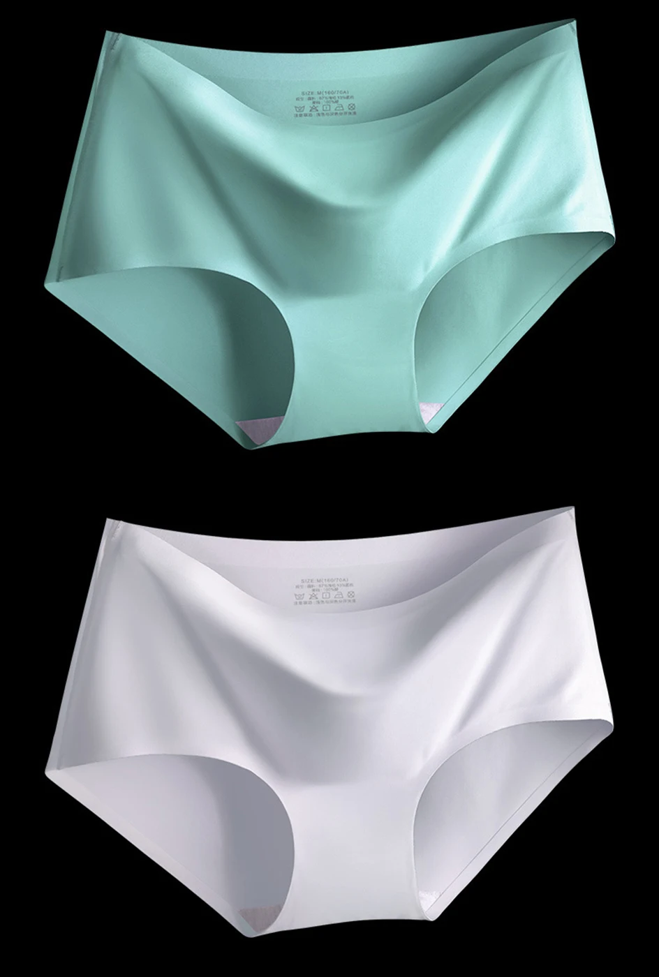 AOTOLK 3Pcs/Set Large Size XXL Seamless Women Panties Mid-waist Briefs Female Breathable Underwear Ice silk Crotch Lingerie