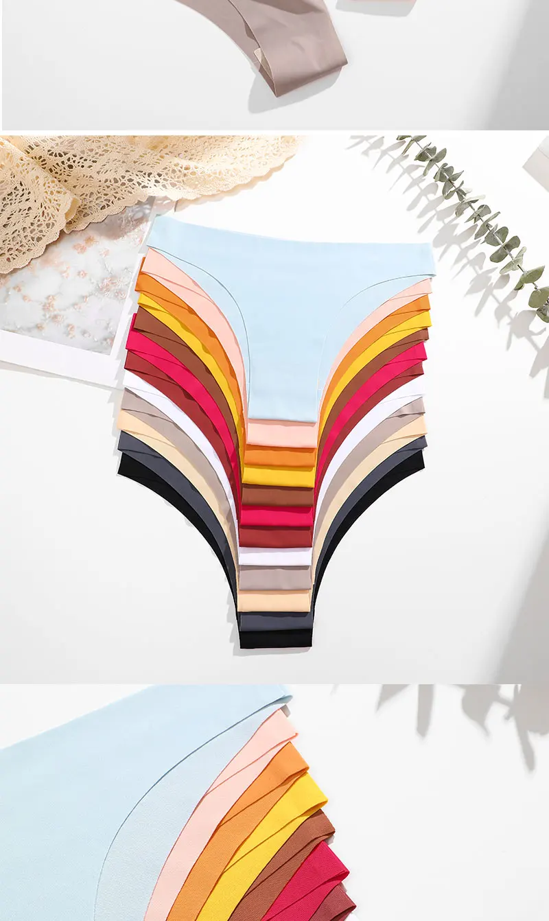 FINETOO 6Pcs/Set Ice Silk Seamless Underwear Low Waisted Brazilian Pants Breathable High Elasticity Lingerie Intimates Panties