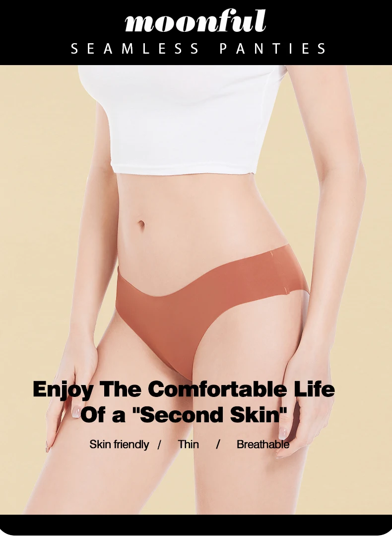3 Pcs Set Seamless Panties for Women Breathable Low Waist Sexy Underwear Solid Silk Briefs Invisible Seamless Panties Woman