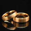 8MM/6MM Gold color tungsten ring Men's wedding bands anillos bague homme pareja de fashion jewelry couple engagement rings gifts
