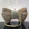 Elegant Rhinestone Bowtie Evening Bag Fashionable Luxurious Banquet Crystal Clutch Personalized Handbag Unique Diamond Party Bag