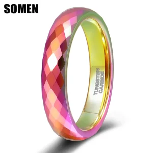 Somen 4mm Rainbow Dazzling Tungsten Carb...