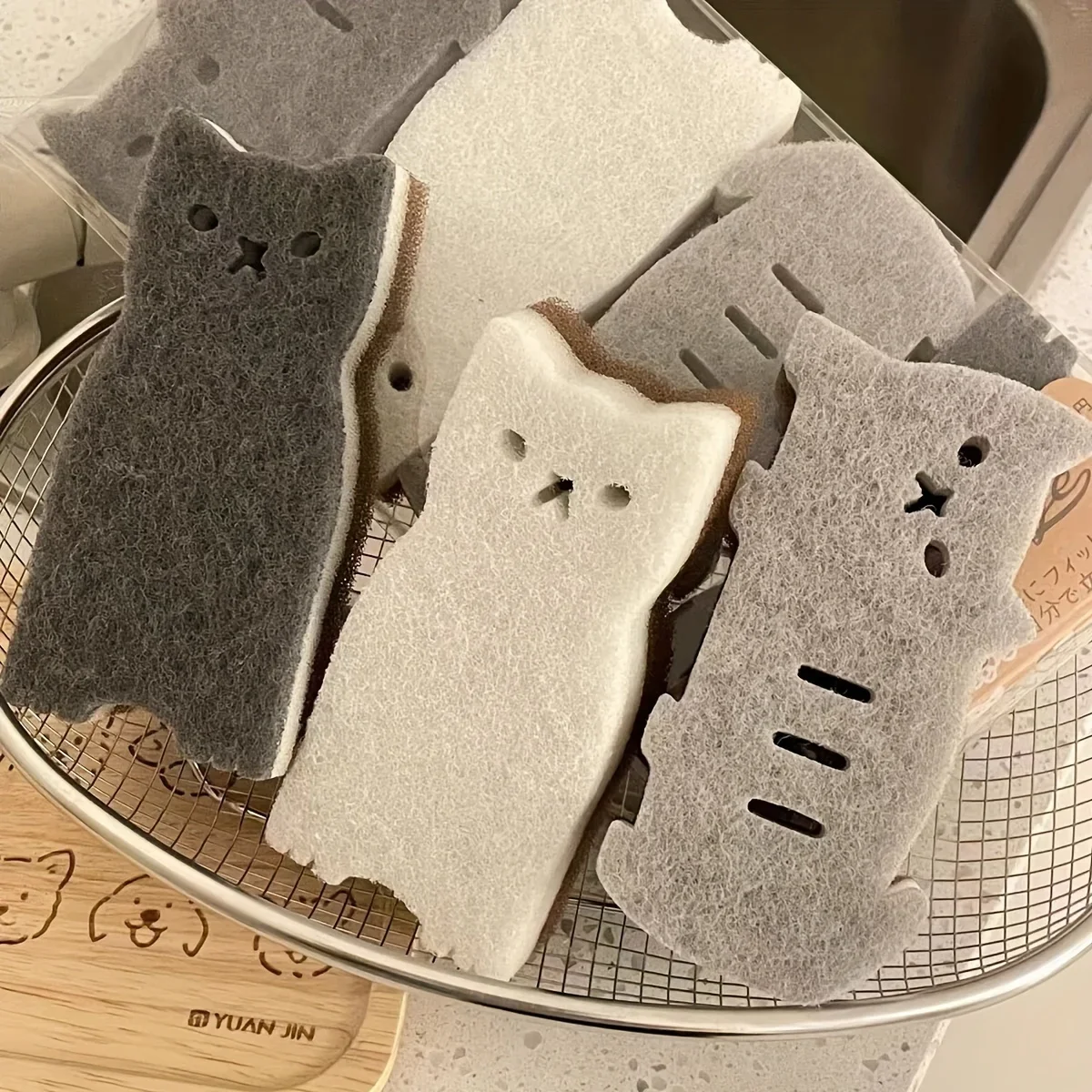4-piece Cute Cat Kitchen Sponge Set R...