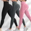 Women Seamless Gym High Waist Yoga Pants Hip Lifting Outdoor Sports Tight Waist Letter Sand Washed Pants Exercise Yoga Leggings
