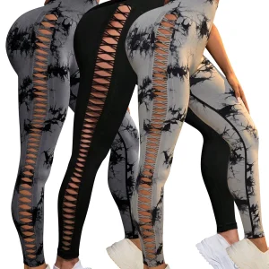 Tie Dye High Waist Leggings Women Scrunc...