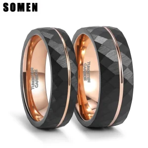 Somen Black Tungsten Rings 6mm 8mm Men W...