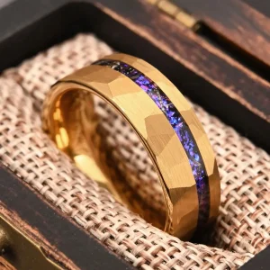 8MM Gold Color Tungsten Carbide Ring Men...