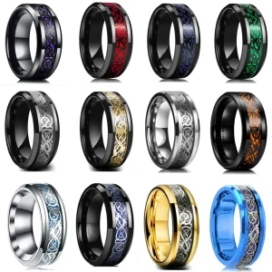 Classic 8mm Black Tungsten Wedding Celti...