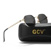 GCV brand classic retro women's rectangular square metal frame glasses, sunglasses, Polarizer lenses，Box Oculos De Sol Gafas