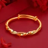 24K Real Gold bangle 9999 Niche Premium Twist Push-Pull Half Studded Sand Half Glossy Twist Bracelet for Women Fine Jewelry